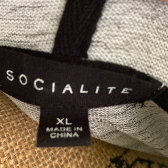 Socialite Gray Long Sleeve Hooded Open Front Duster Length Cardigan Sweater Top. - Picture 10 of 11